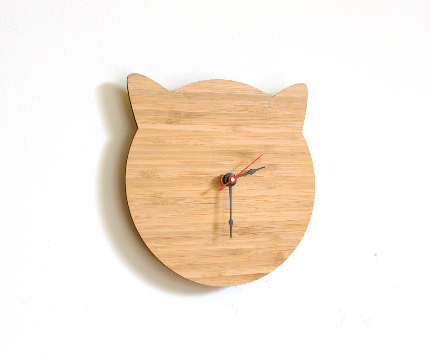 Orologio da parete in legno a forma di faccia di gatto - Keblog Shop